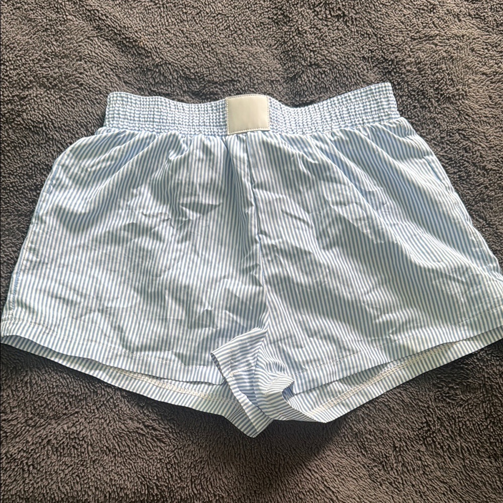 Blue and White Striped Boxer Shorts